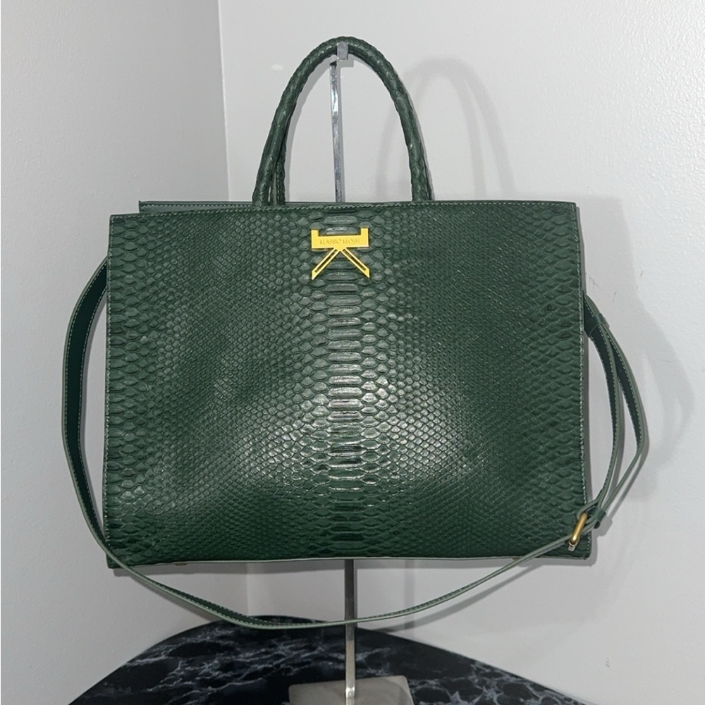 KLASSICKLOTH BOUID 34 Laptop Bag Dark Green Leather Removable Clutch AUTHENTIC - Picture 5 of 11